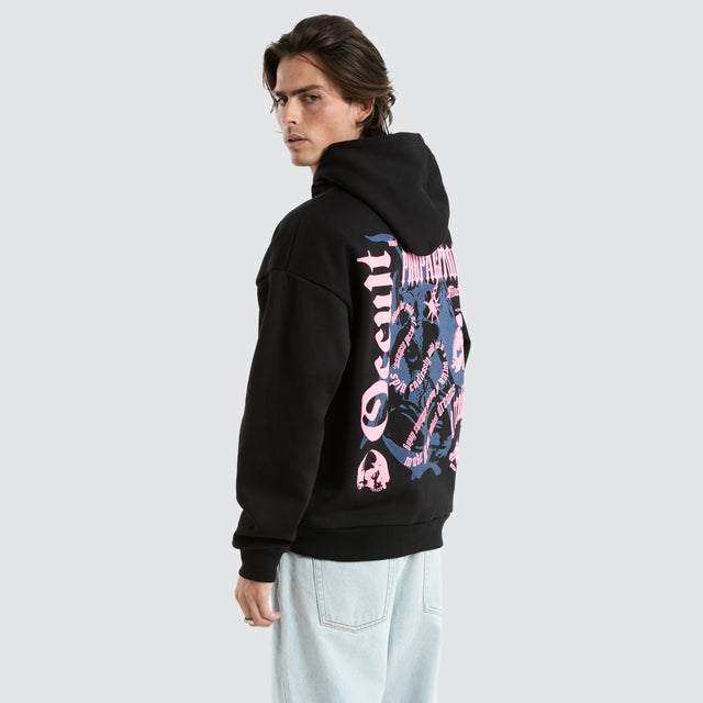 Occult Oversized Hoodie Jet Black