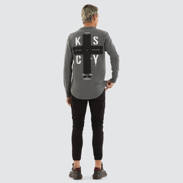 Cautious Dual Curved Longsleeve Tee Pigment Charcoal