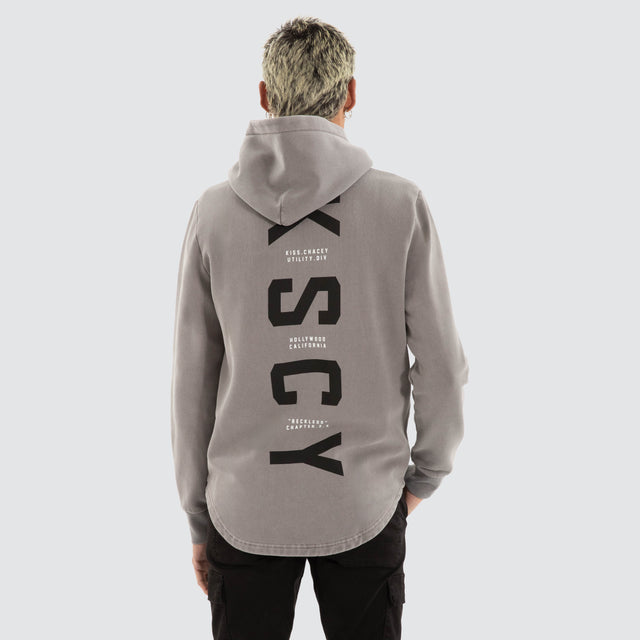 model wears Wander Dual Curved Hoodie Pigment Frost Grey Hoodies Grey - image 1