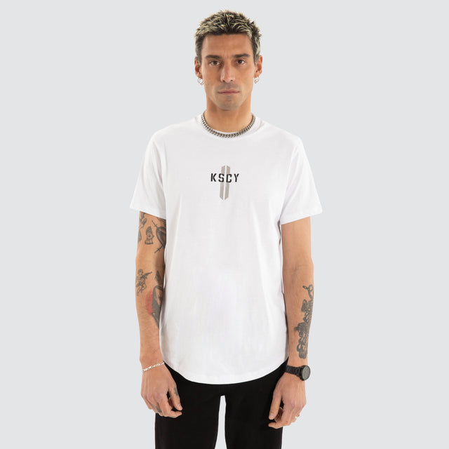 model wears Grasp Dual Curved Tee White T-Shirts White - image 2