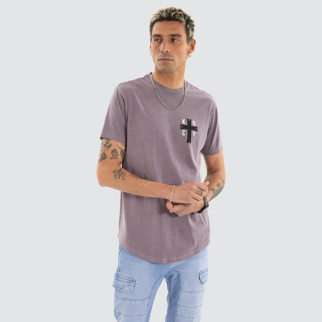 model wears Decay Dual Curved Tee Pigment Grey Ridge T-Shirts Grey - image 3