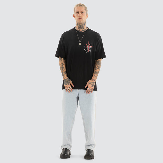 model wears Coven Box Fit Tee Jet Black T-Shirts Black - image 2