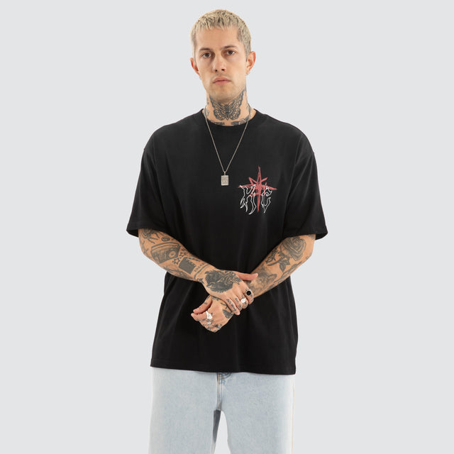 model wears Coven Box Fit Tee Jet Black T-Shirts Black - image 3