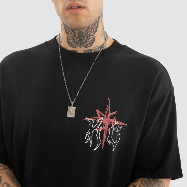 model wears Coven Box Fit Tee Jet Black T-Shirts Black - image 5