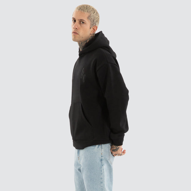 Chained Relaxed Hoodie Jet Black