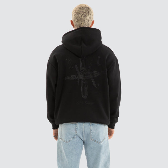 model wears Chained Relaxed Hoodie Jet Black Hoodies Black - image 1