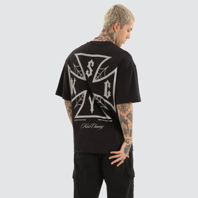 model wears Exodus Street Tee Jet Black T-Shirts Black - image 4