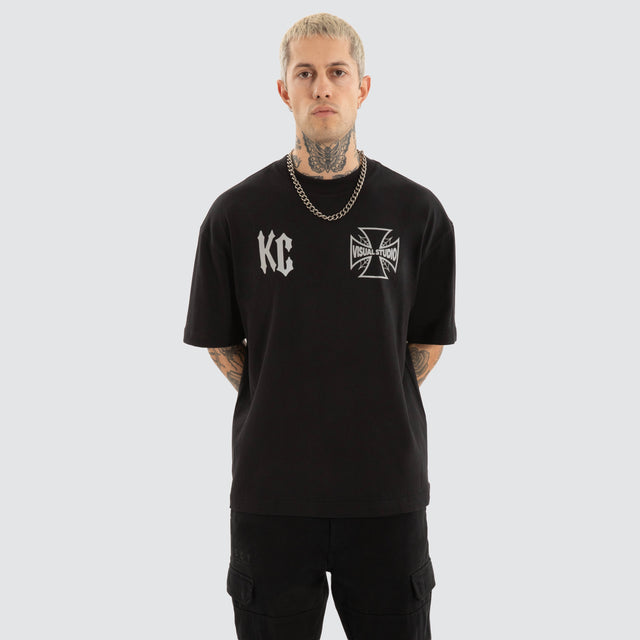model wears Exodus Street Tee Jet Black T-Shirts Black - image 3