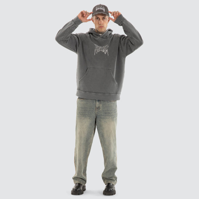 model wears Whisper Relaxed Hoodie Pigment Charcoal Hoodies Grey - image 2
