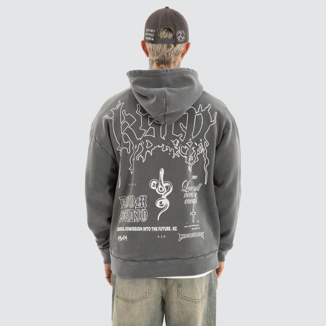 model wears Whisper Relaxed Hoodie Pigment Charcoal Hoodies Grey - image 1