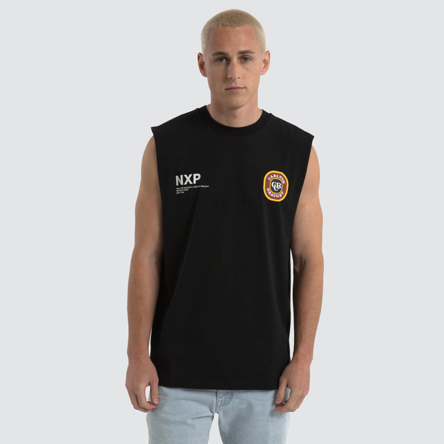 model wears Carlton Draught Drummond Relaxed Fit Muscle Tee Jet Black Muscle Tees Black - image 1