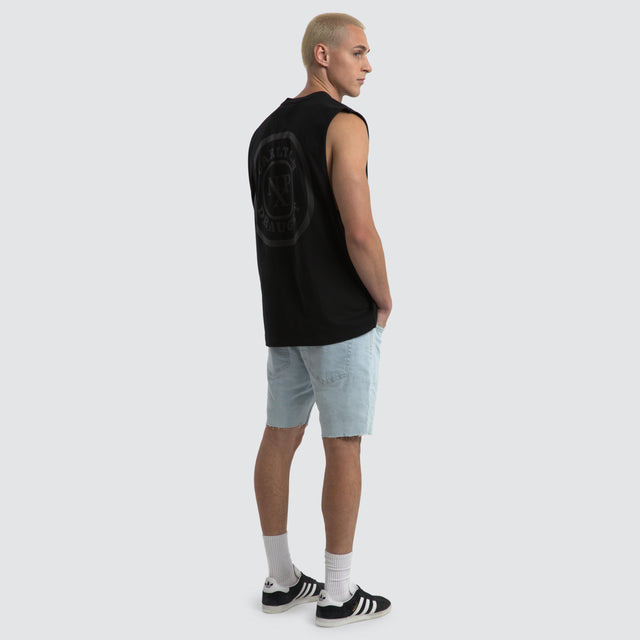model wears Carlton Draught Drummond Relaxed Fit Muscle Tee Jet Black Muscle Tees Black - image 2