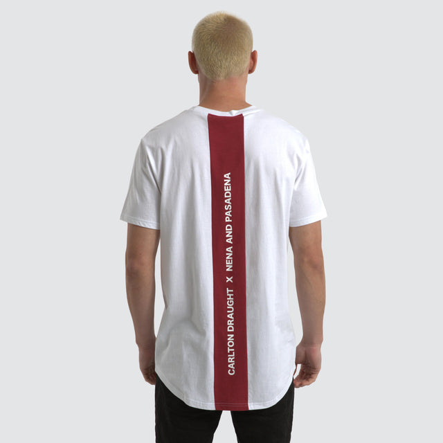 model wears Carlton Draught Bramling Cape Back Tee White/Maroon T-Shirts White - image 1