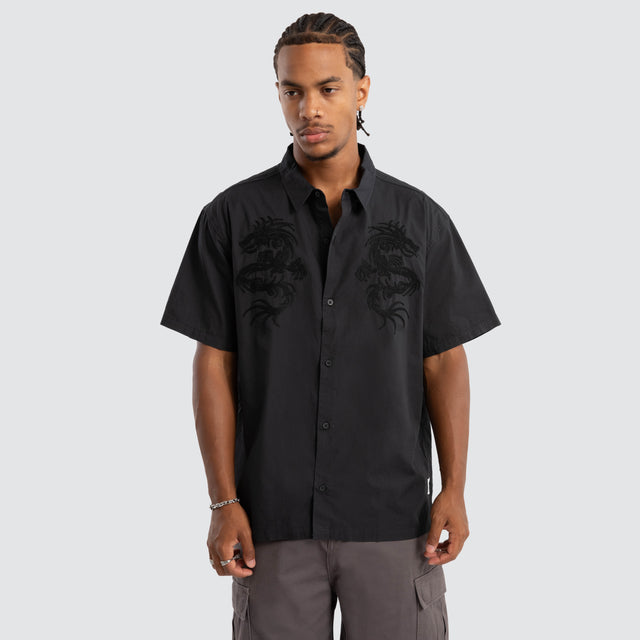 model wears Dragon Short sleeve Shirt Black Short Sleeve Shirts Black - image 1