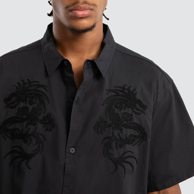 model wears Dragon Short sleeve Shirt Black Short Sleeve Shirts Black - image 3