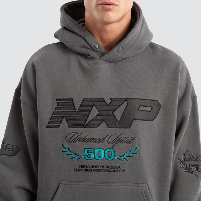 model wears Bounty Box Fit Hoodie Charcoal Hoodies Grey - image 2
