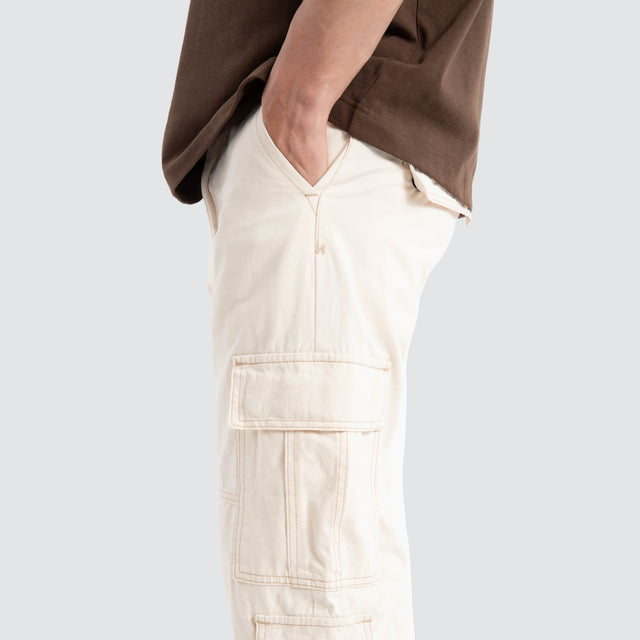 model wears Utility Cargo Pant Off White Pants Cream - image 5