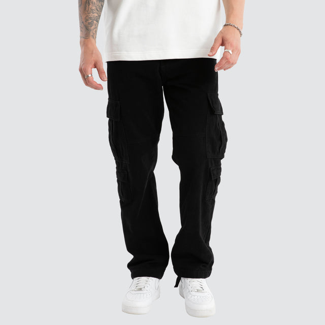 model wears Utility Cargo Pant Black Pants Black - image 1