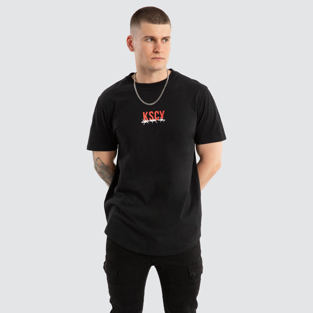 Diluted Dual Curved Tee Jet Black