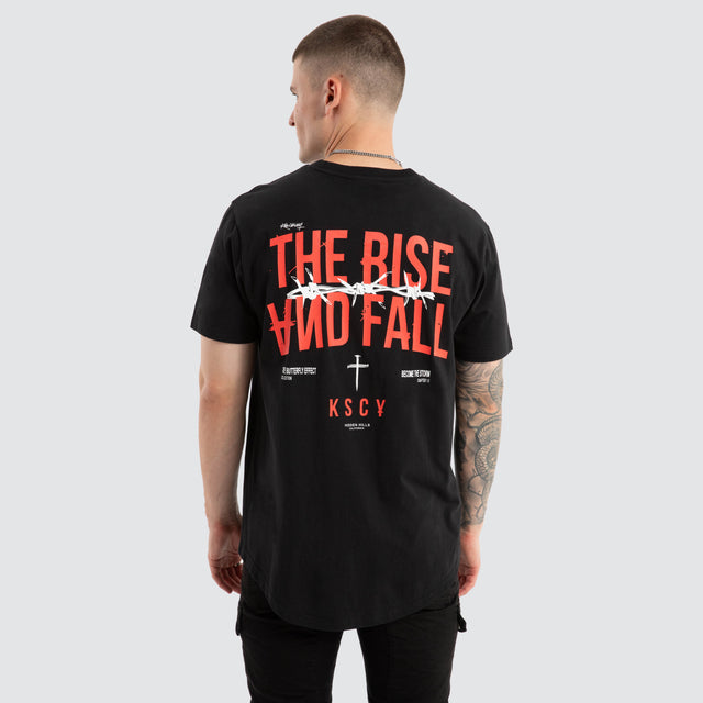 model wears Diluted Dual Curved Tee Jet Black T-Shirts Black - image 1