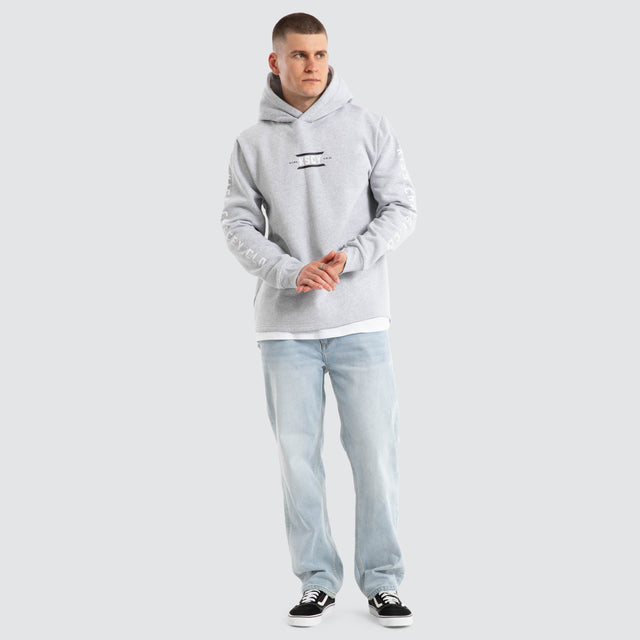 model wears Trace Layered Hoodie Grey Marle Hoodies Grey - image 2