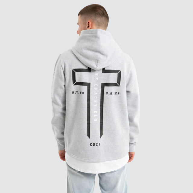 model wears Trace Layered Hoodie Grey Marle Hoodies Grey - image 1