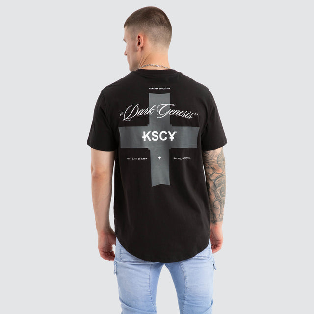 model wears Resolved Dual Curved Tee Jet Black T-Shirts Black - image 1