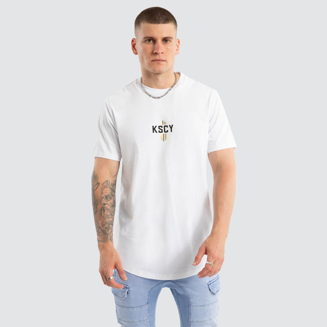 model wears Nightbringer Dual Curved Tee Optical white T-Shirts White - image 2