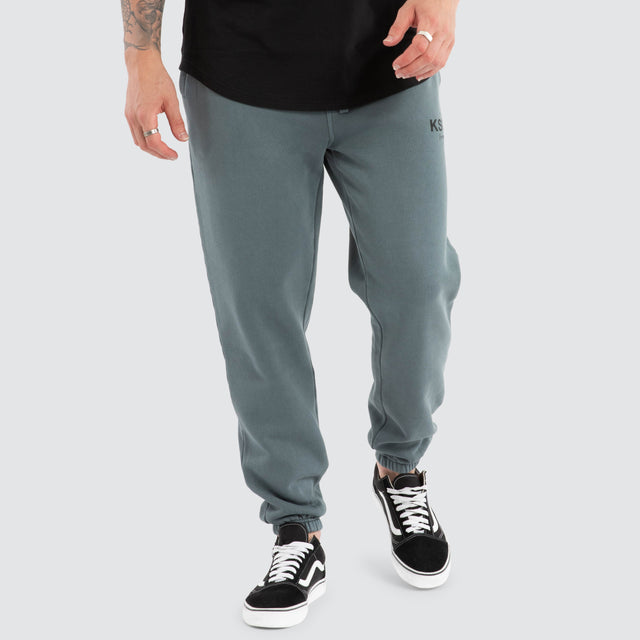 model wears Brea Trackpant Pigment Stormy Weather Trackpants Teal - image 1