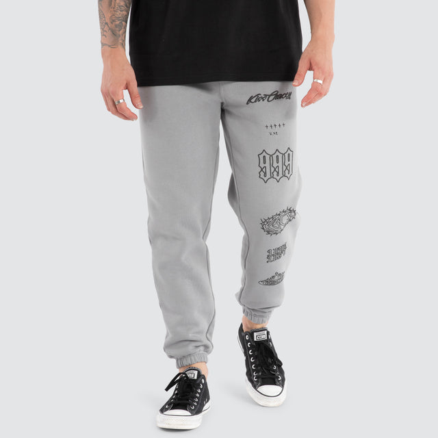 model wears Unthought Heavy Trackpant Ultimate Grey Trackpants Grey - image 1