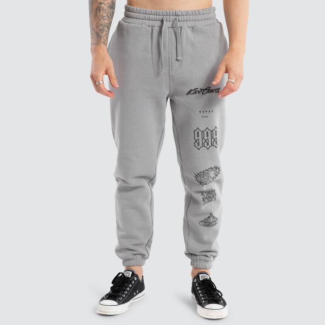 model wears Unthought Heavy Trackpant Ultimate Grey Trackpants Grey - image 6