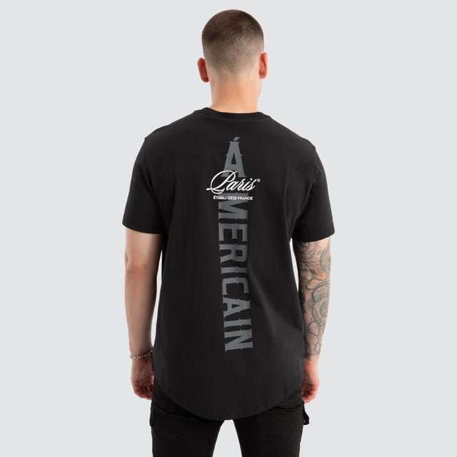 model wears Film Dual Curved Tee Jet Black T-Shirts Black - image 1