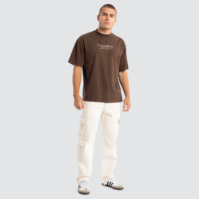 model wears Merch Street Tee Pigment Chocolate T-Shirts Brown - image 2