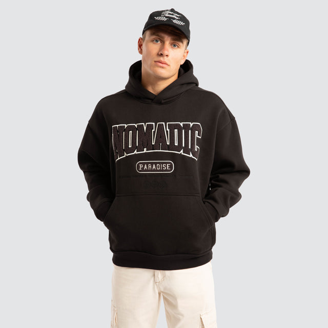 College Oversized Hoodie Jet Black