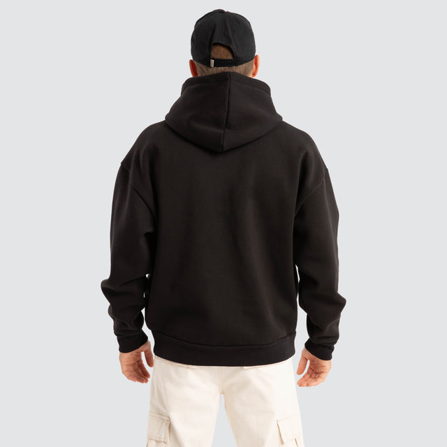 College Oversized Hoodie Jet Black