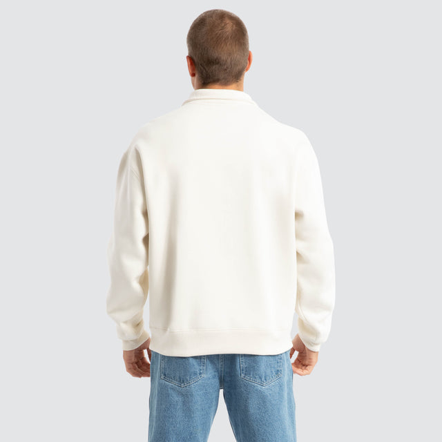 model wears Merch Quarter Zip Jumper Tofu Pullover Beige - image 3