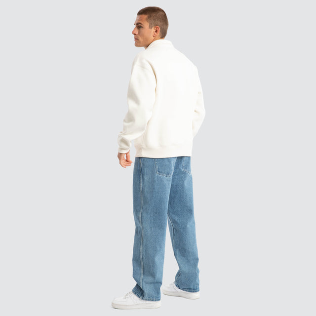model wears Merch Quarter Zip Jumper Tofu Pullover Beige - image 4