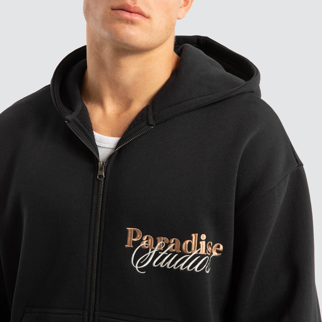 model wears Fingal Zip Jumper Anthracite Black Hoodies Black - image 3