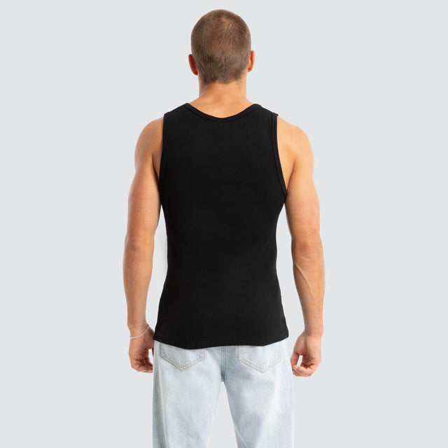 model wears Kai Heavy Waffle Singlet Black Tanks Black - image 4