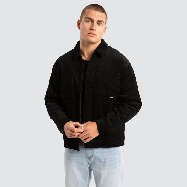 Merch Cord Quilt Lined Jacket Jet Black