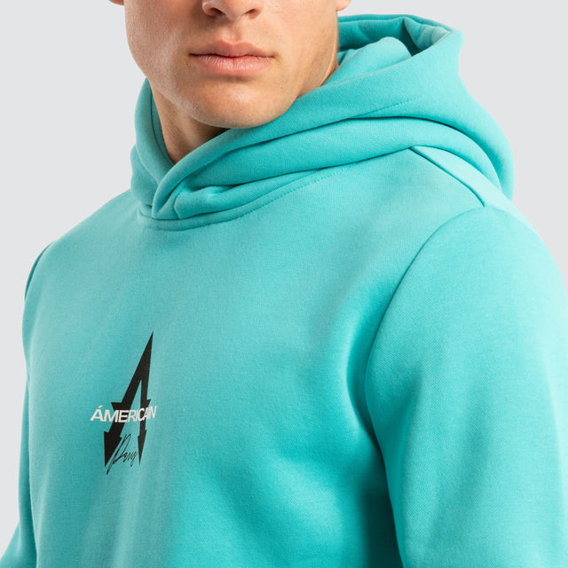 model wears Grand Dual Curved Hoodie Baltic Hoodies Green - image 4