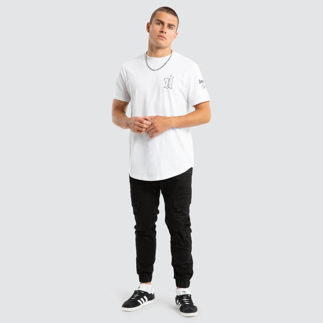 model wears Alden Dual Curved Tee Optical White T-Shirts White - image 2