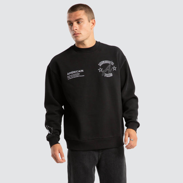 model wears Empire Relaxed Sweater Jet Black Jumpers Black - image 3
