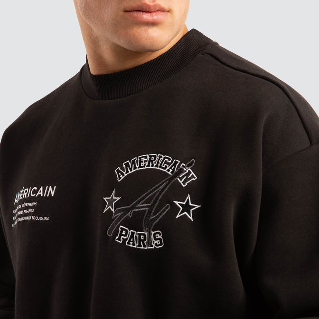 model wears Empire Relaxed Sweater Jet Black Jumpers Black - image 4