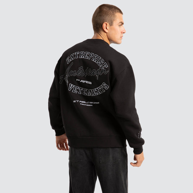 model wears Empire Relaxed Sweater Jet Black Jumpers Black - image 1