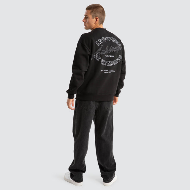 model wears Empire Relaxed Sweater Jet Black Jumpers Black - image 5
