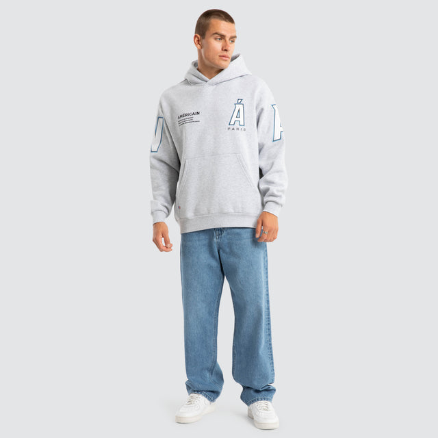model wears Credential Relaxed Hoodie Grey Marle Hoodies Grey - image 2
