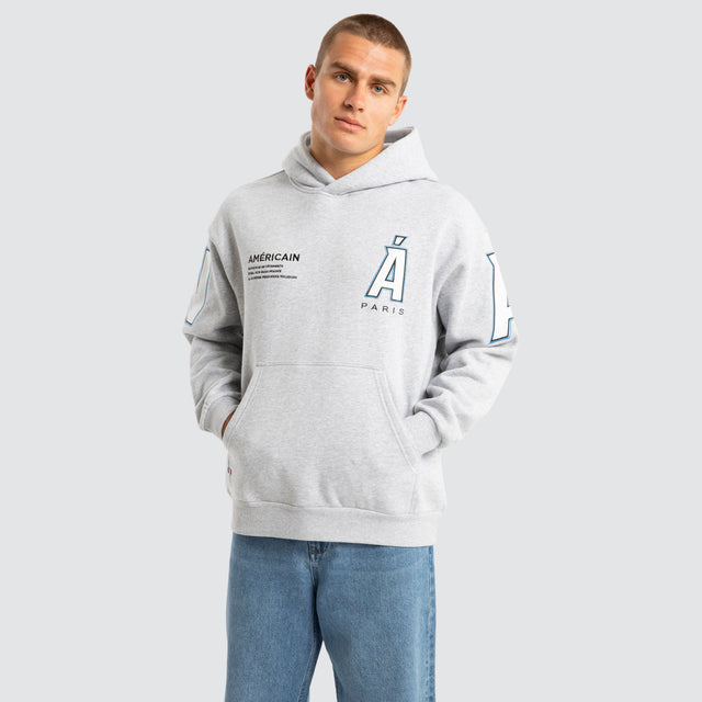 model wears Credential Relaxed Hoodie Grey Marle Hoodies Grey - image 3