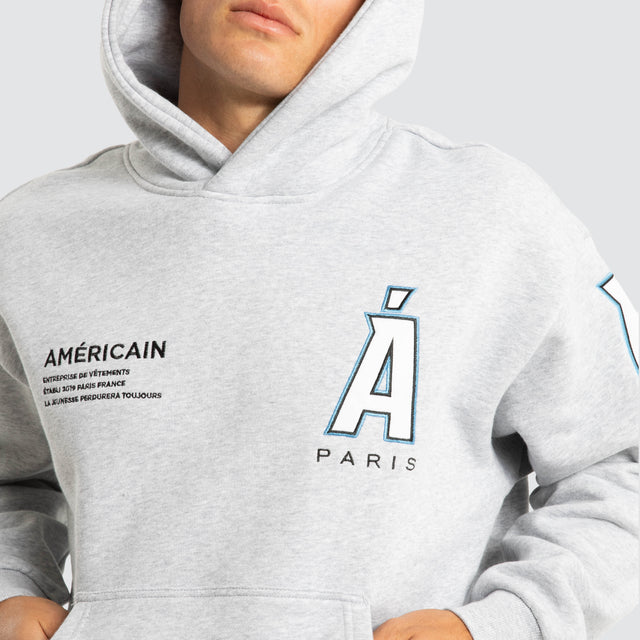 model wears Credential Relaxed Hoodie Grey Marle Hoodies Grey - image 4