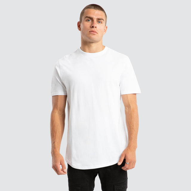 model wears Fargo Dual Curved Tee Optical White T-Shirts White - image 1